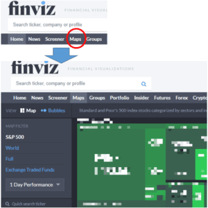 finvizのmapsからヒートマップを確認